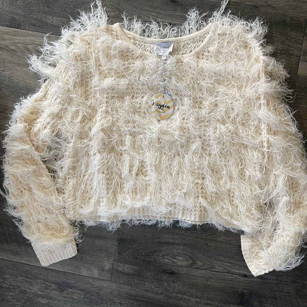 Hayden LA top fringe crop oversized boho Sz s/M